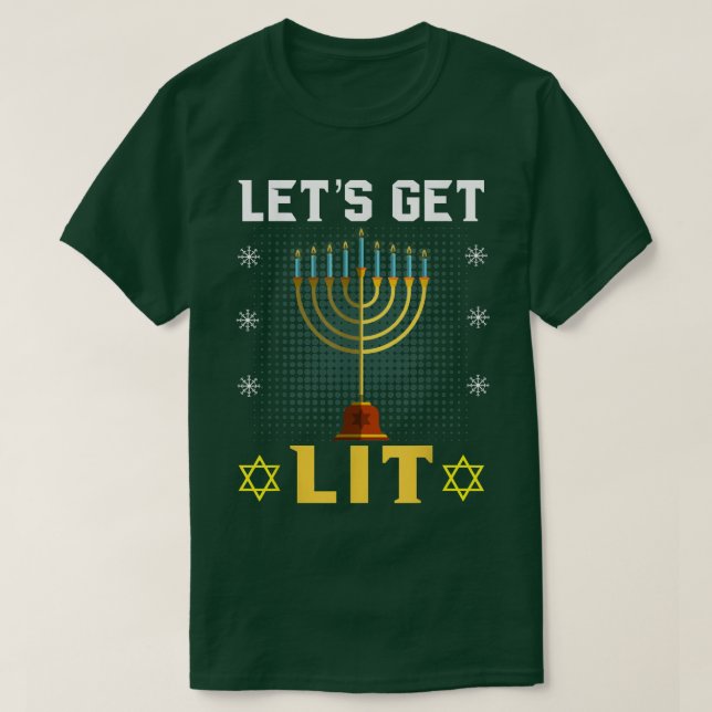 Camiseta Vamos Lit Hanukkah judeu Menorah Chanukkah T- (Frente do Design)