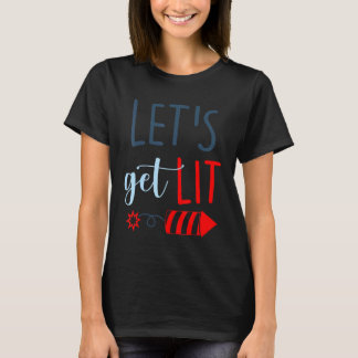 Camiseta Vamos Lit Patriótico 4 De Julho Fogos De Artifício