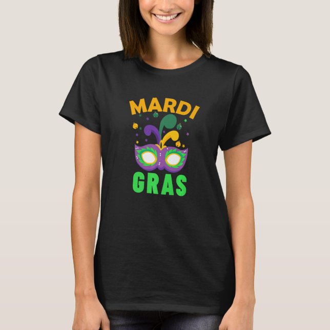 Camiseta Vamos Mardi gras, todos celebrando a festa que amo (Frente)