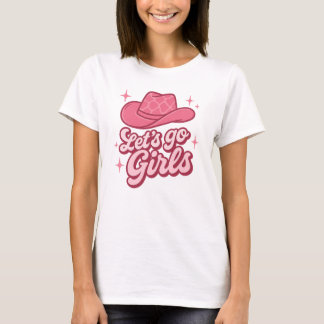 Camiseta Vamos Meninas Chapéu de Cowgirl Rosa