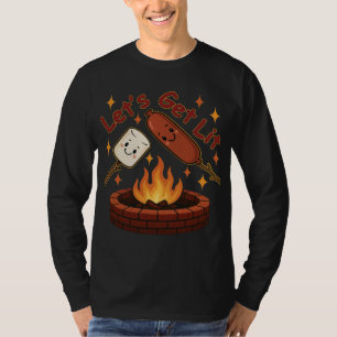 Camiseta Vamos nos soltar no fogos - Marshmallow e cachorro