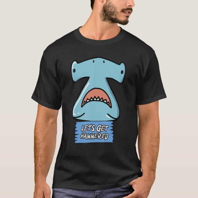 Camiseta Vamos Obter Bebendo Hammerhead Shark (Frente)