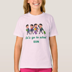Camiseta Vamos para a escola, corra! Menina Engraçada De Vo
