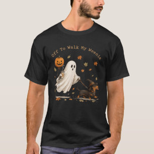 Camiseta Vamos Passear Meu Dachshund Fantasma Engraçado