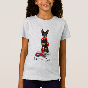 Camiseta Vamos! Passear Pinscher Miniatura (preto e marrom