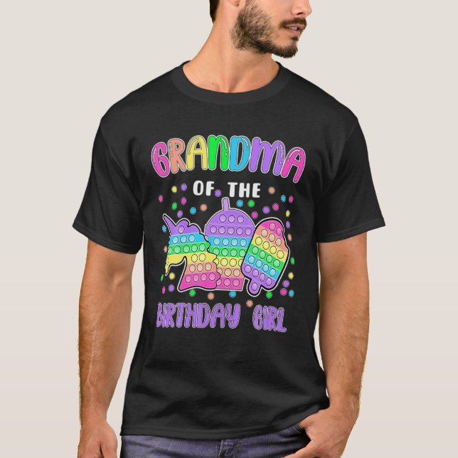 Camiseta Vamos Pop-Ti Vovó Da Rapariga De Aniversário Pop-T (Frente)
