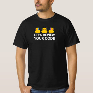 Camiseta Vamos Rever Seu Código Engraçado Depuração de Pato