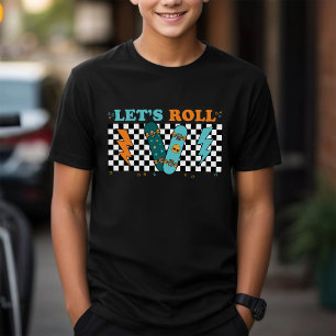 Camiseta Vamos Roll   Menino Verificado no skate Retro