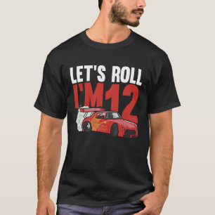 Camiseta Vamos Roll Sou 12 Carro de Corrida de Aniversário