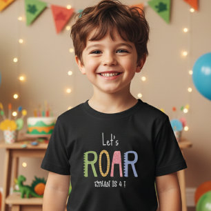 Camiseta Vamos rugir aniversário de crianças dinos