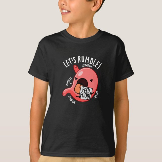 Camiseta Vamos Rumble Funny Stomach Pun Dark BG (Frente)