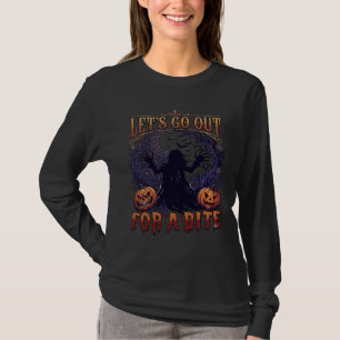 Camiseta Vamos Saír Morder Fantasmas Abóboras Morcegos Lua