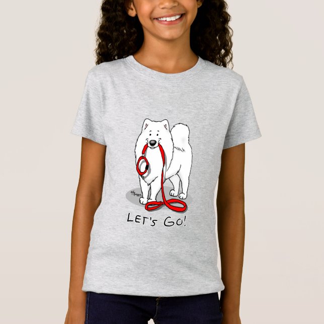 Camiseta Vamos! Samoyed w Red Leash Funny (Frente)