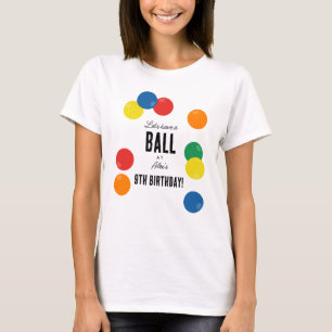 Camiseta Vamos tem uma Festa de aniversário de bola colorid