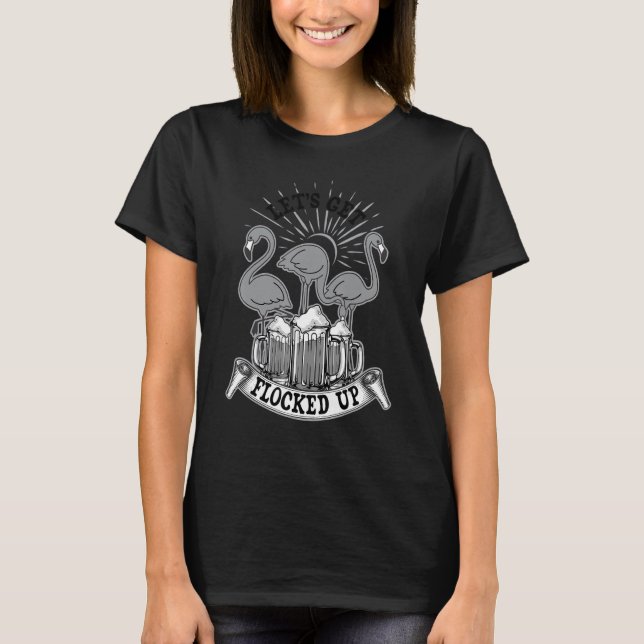 Camiseta Vamos Trancado Bebendo Flamingo Beer 3 (Frente)