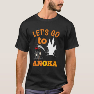 Camiseta vamos vai a anoka - capital do halloween