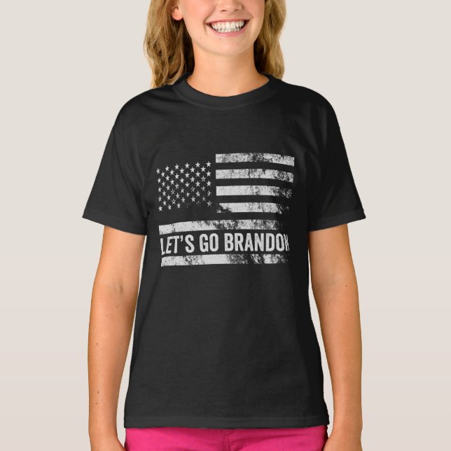 Camiseta Vamos vai Brandon Funny Patriótico Bandeira Americ (Frente)
