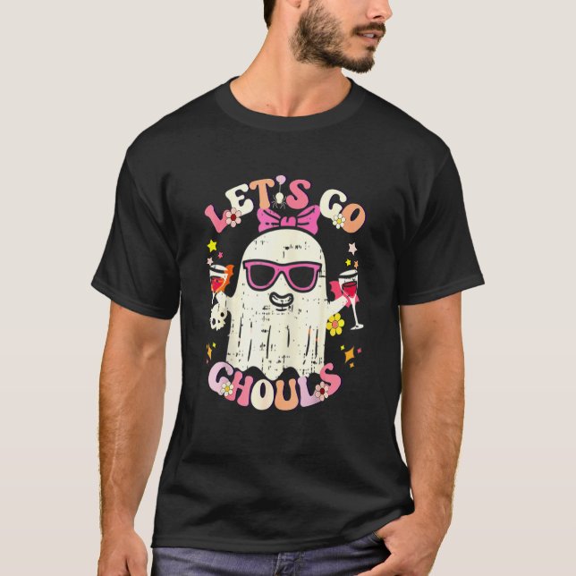 Camiseta Vamos Vai Ghouls Fantasma Com Flores Halloween Cos (Frente)