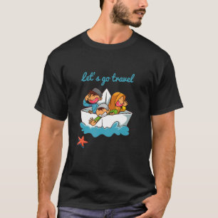 Camiseta Vamos Viagem Barco De Papel De Brinquedo Do Oceano