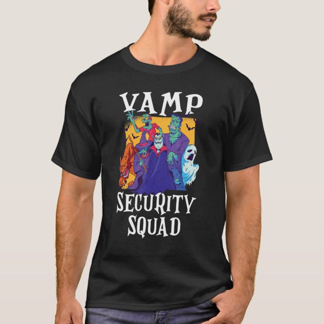 Camiseta Vamp Security Squad Easy Halloween Costume (Frente)