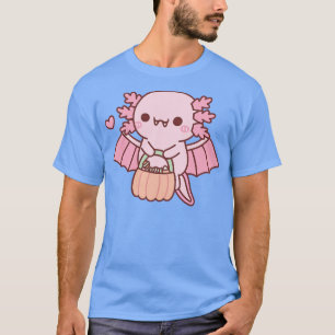 Camiseta Vampiro Axolotl bonito que transportava abóbora de