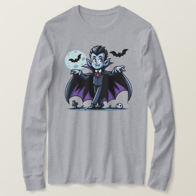 Camiseta Vampiro bonitinho e branco do Halloween (Frente do Design)
