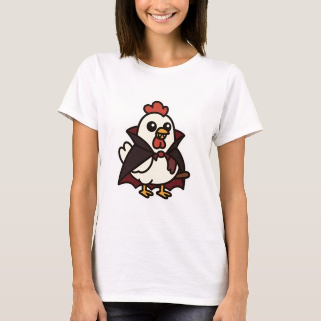 Camiseta Vampiro de galinha do Dia das Bruxas (Frente)