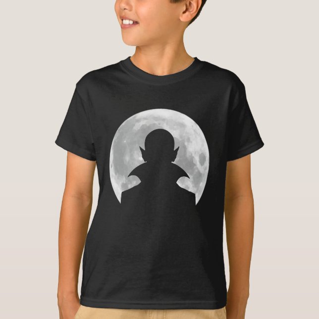 Camiseta Vampiro Divertido, Lua Cheia Assustadora. (Frente)