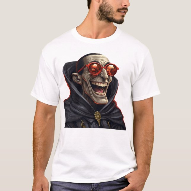 Camiseta Vampiro Drácula Engraçado com Óculos (Frente)