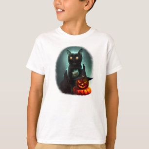 Camiseta Vampiro Gato e Mágico Pumpkin Halloween Surreal
