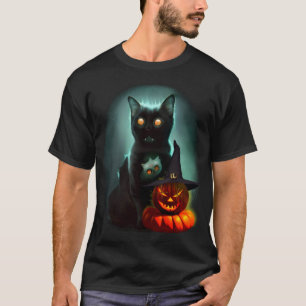Camiseta Vampiro Gato e Mágico Pumpkin Halloween Surreal