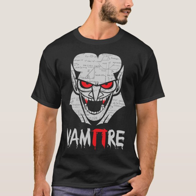 Camiseta Vampiro Pi Halloween Costume Engraçado Matemática  (Frente)