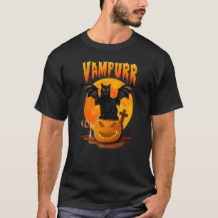 Camiseta Vampurr Gato Preto Abóbora Vampiro Assustador Hall