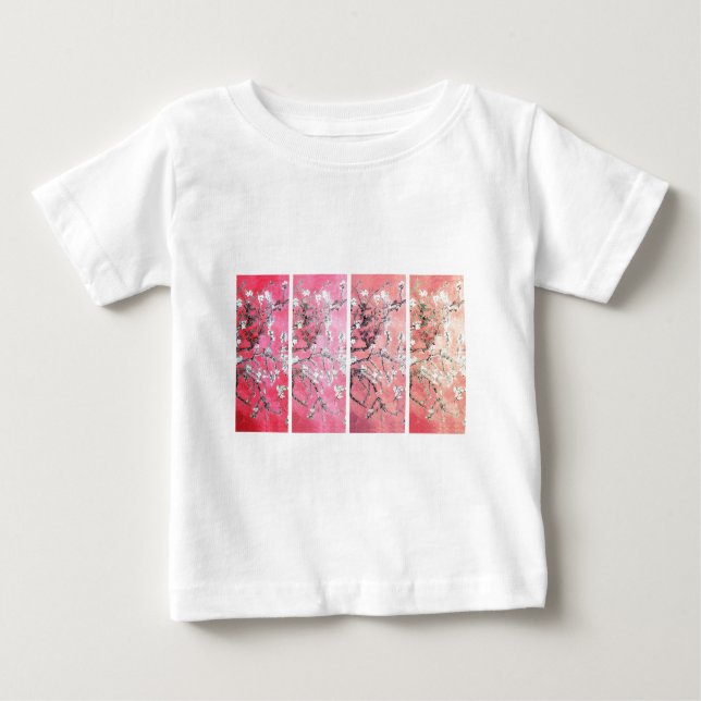 Camiseta Van Gogh Almond Blossoms Rosa Escuro Gradiente de  (Frente)