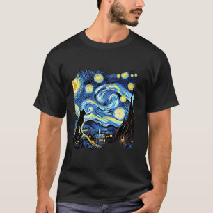 Camiseta Van Gogh Black Cat Starnight Cat Lover