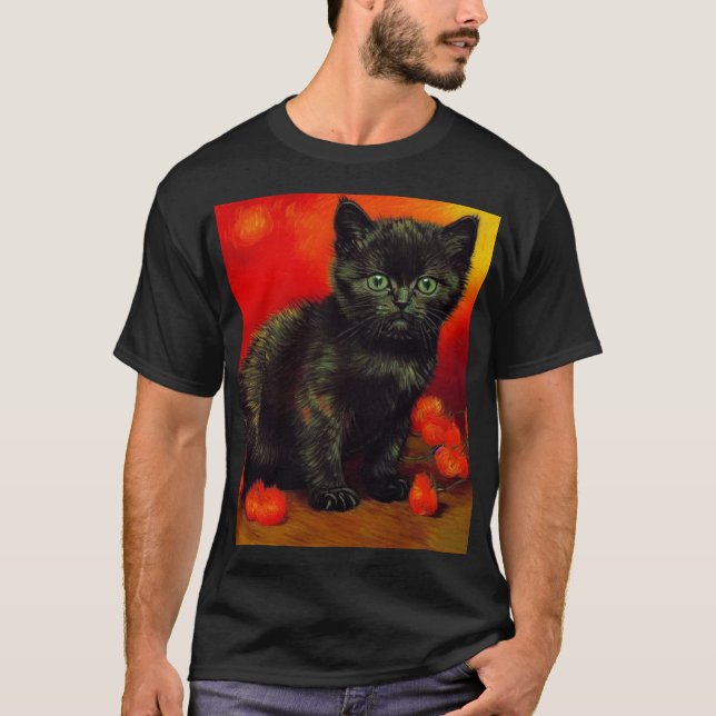 Camiseta Van Gogh Black Kitten (Frente)