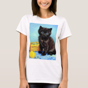 Camiseta Van Gogh Black Kitten com Yarn