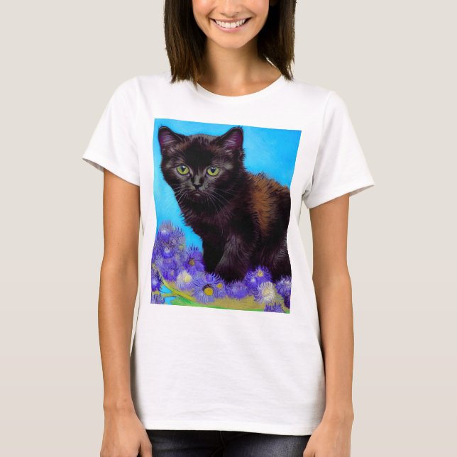 Camiseta Van Gogh Cat e Flores (Frente)
