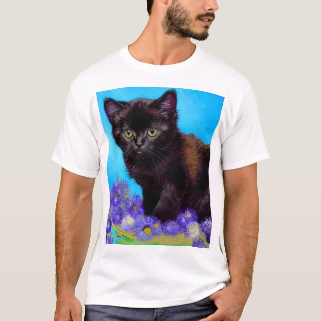 Camiseta Van Gogh Cat e Flores (Frente)