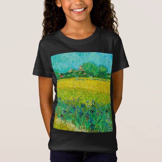 Camiseta Van Gogh Field com Irrises Perto de Arles (Frente)