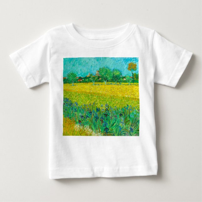 Camiseta Van Gogh Field com Irrises Perto de Arles (Frente)