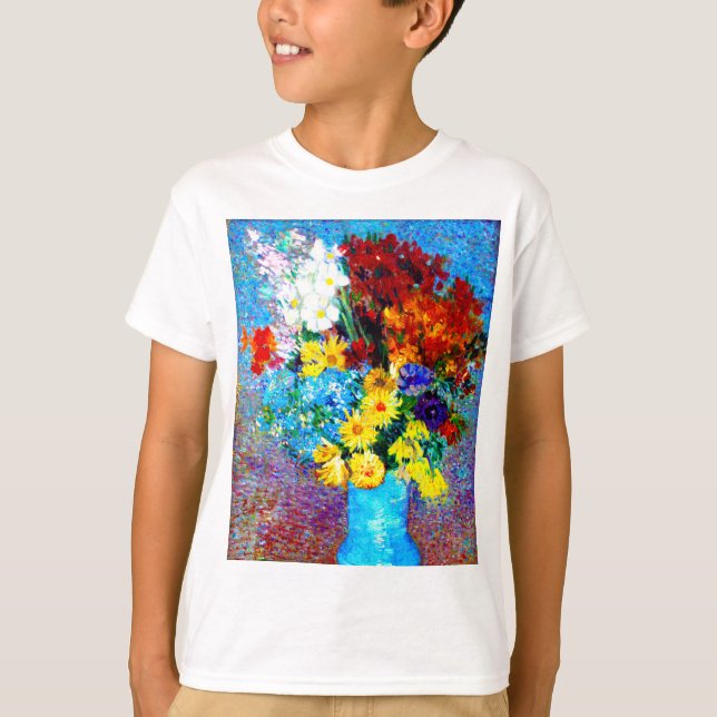 Camiseta Van Gogh Flores num Vaso Azul (Frente)