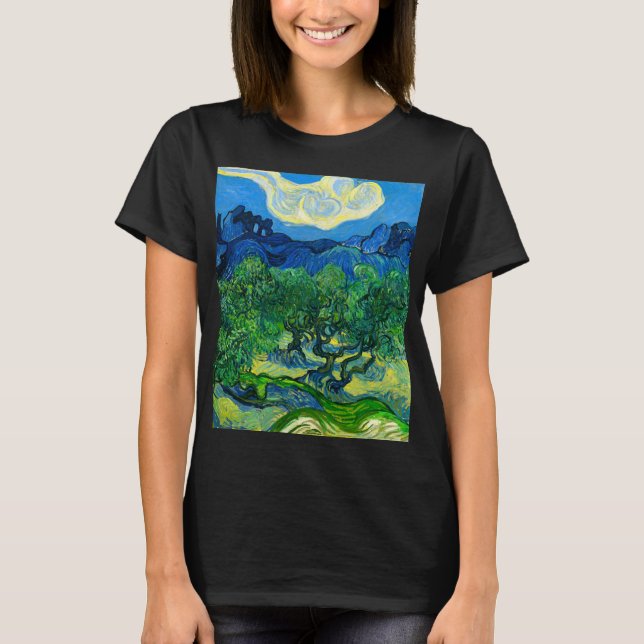 Camiseta Van Gogh Olive Trees em Paisagem Montanhosa (Frente)