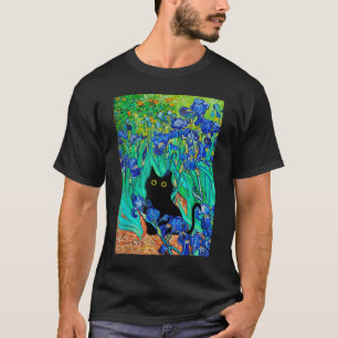 Camiseta Van Gogh Paintings Irrita Flores Cat Les Iris Cat