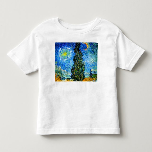 Camiseta Van Gogh Road com Cypress e Star (Frente)