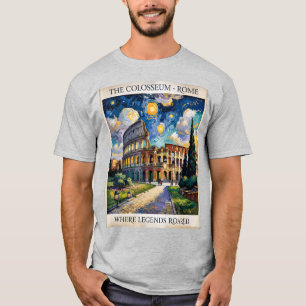 Camiseta Van Gogh Roma Colosseum Oil Painting Retro Vintage