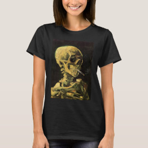 Camiseta Van Gogh Skull com Cigarro queimado, Arte Vintage