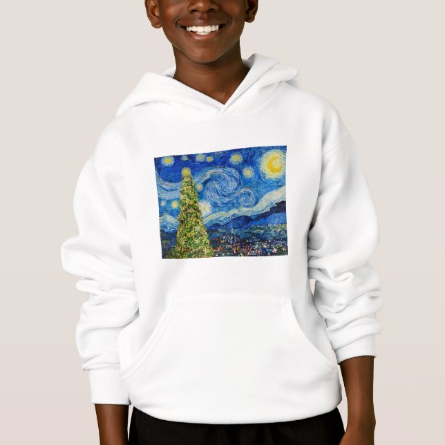Camiseta Van Gogh Starry Night - Árvore de Natal (Frente)
