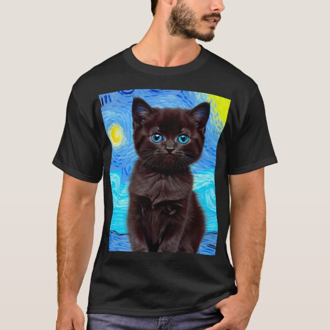 Camiseta Van Gogh Starry Night Black (Frente)