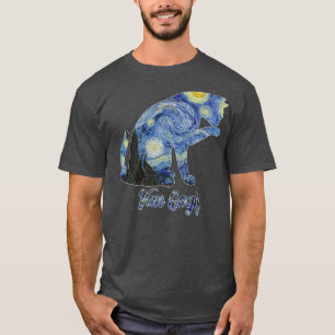 Camiseta Van Gogh Starry Night Cat Art Van Gogh Painting Ae